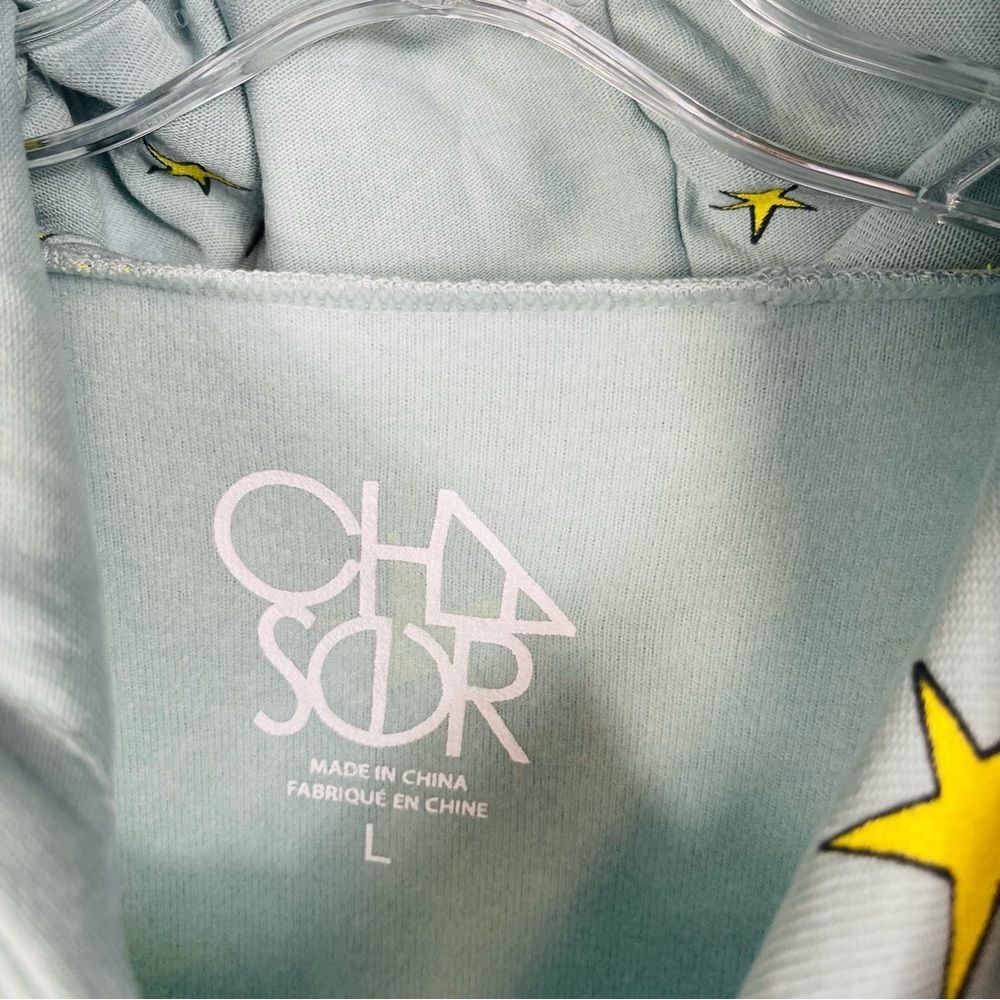 Chaser Brand Star Print Hoodie & Joggers Set Blue Yellow Revolve Loungewear L M - Picture 7 of 16